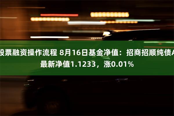 股票融资操作流程 8月16日基金净值：招商招顺纯债A最新净值1.1233，涨0.01%